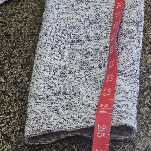 Halogen Women's L Textured Blue & White Bouclé Tweed Blazer Jacket Full Zip - Picture 14 of 16